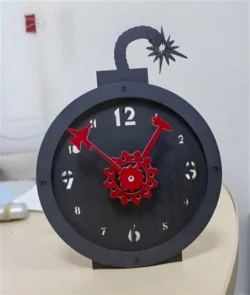 Wooden burst bomb table clock