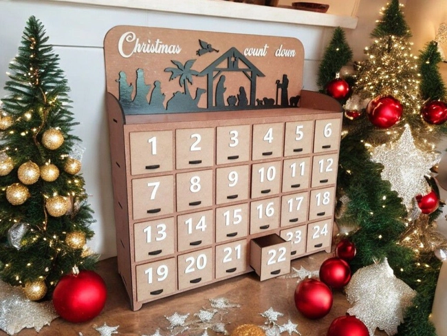 Wooden christmas advent calendar