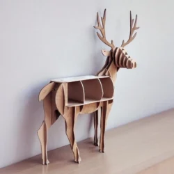 Wooden deer storage shelf side