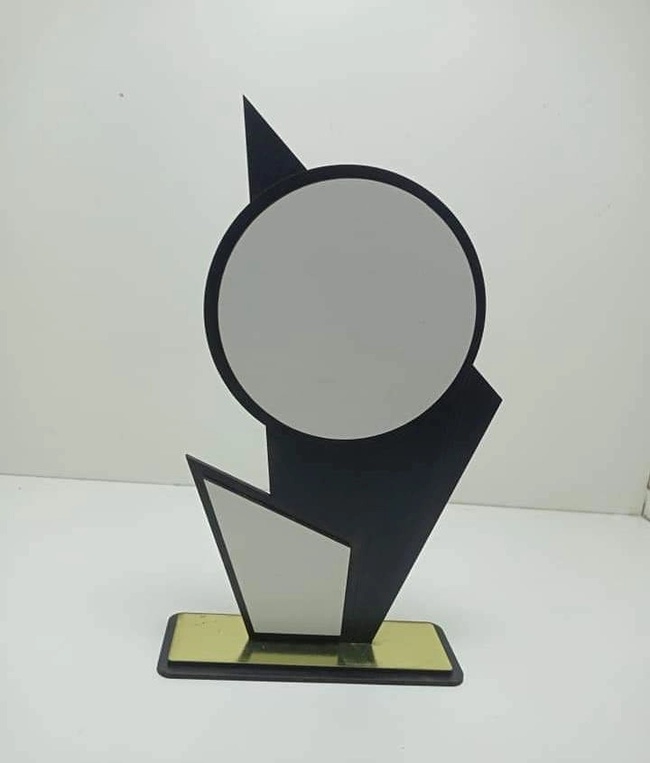 Wooden employee recognition trophy