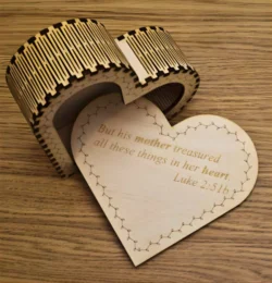 Wooden heart shaped trinket box