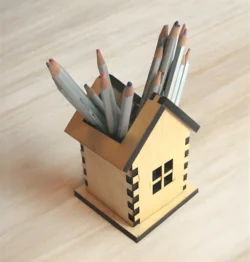 Wooden house shaped pen