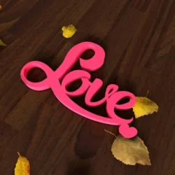 Wooden valentines day love word art with heart sign